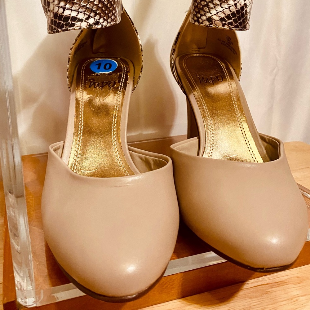 Impo Tan and Cream Heels with Sophisticated Design - Picture 4 of 9